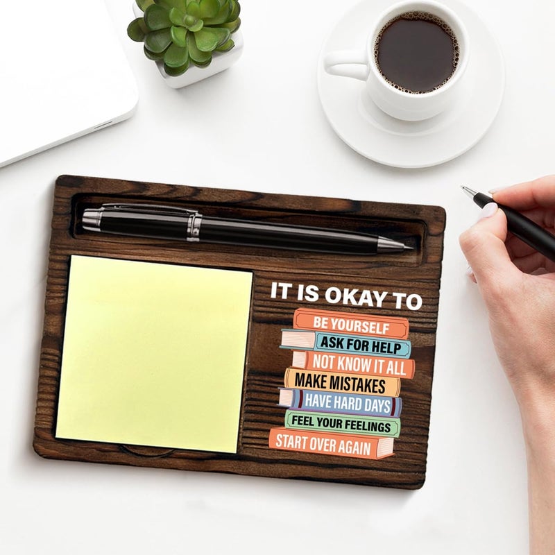 QODMGD Motivational Mental Health Sticky Note Holder Inspirational Gifts for Women Men, It's Okay to Be Yourself Post lt Note Dispenser for Home Office School Classroom Desk Decor - Image 3